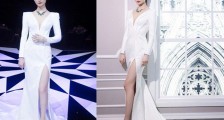 李宇春大秀事业线和美腿 穿珠光高叉鱼尾裙出席晚宴
