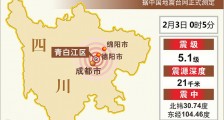 四川成都青白江区发生5.1级地震 震源深度21千米