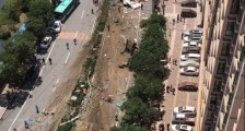甘肃兰海高速兰州南出口车祸现场图：多车连撞致多人受伤