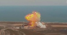 美国SpaceX星际飞船原型机在试验飞行中发生爆炸