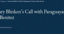 布林肯施压巴拉圭与"民主伙伴"合作抗疫 提到台湾
