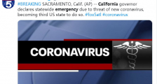 加州因新冠疫情宣布进入紧急状态 美国疫情最新消息今天